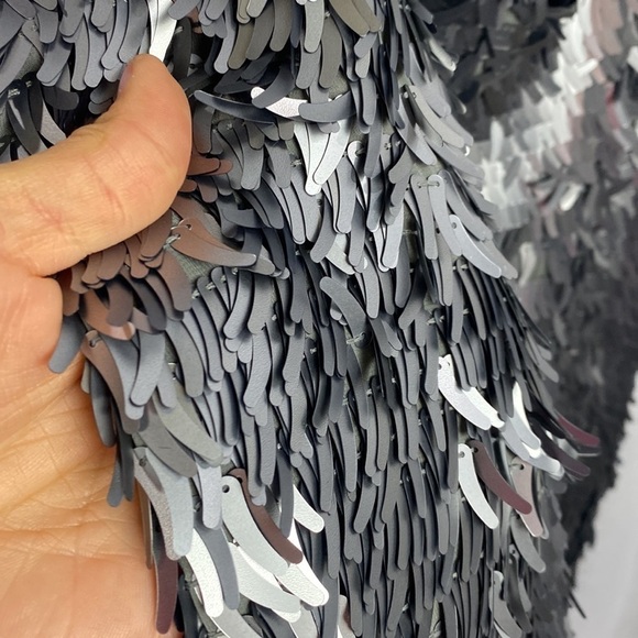 Zara ZW Collection NWT Short Sequinned Dress Silver - Size S - Picture 8 of 15